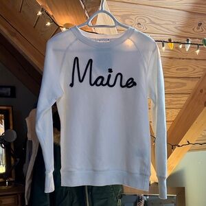 White Crew Neck Sweater with Black Script